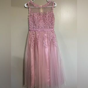 Custom Made Pink Lace Beaded Dress Size New Without Tag
